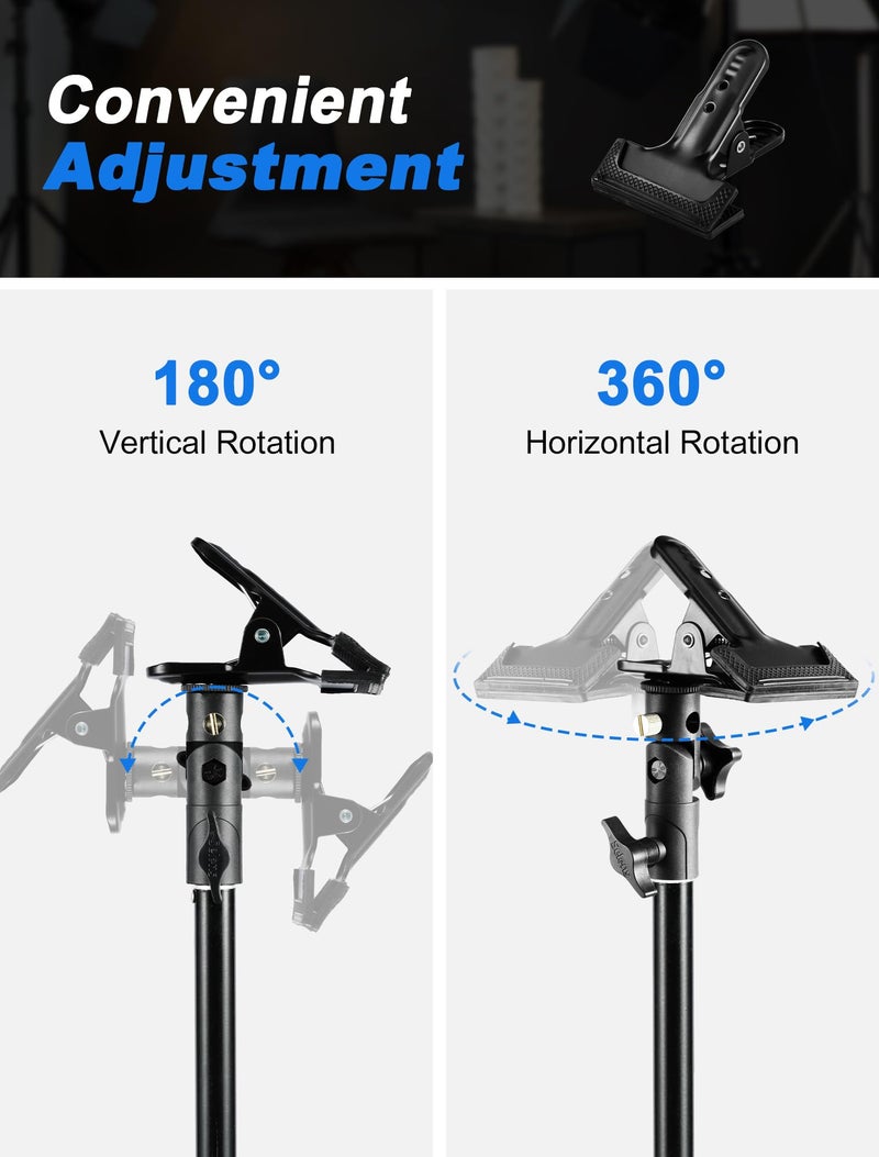 Selens 2 Packs Photography Reflector Clamp Holder Speedlite Hot Shoe Bracket with 1/4"" & 3/8"" Screw Mount with Photo Studio Light Stand, Lighting Umbrella Reflector - Image 2